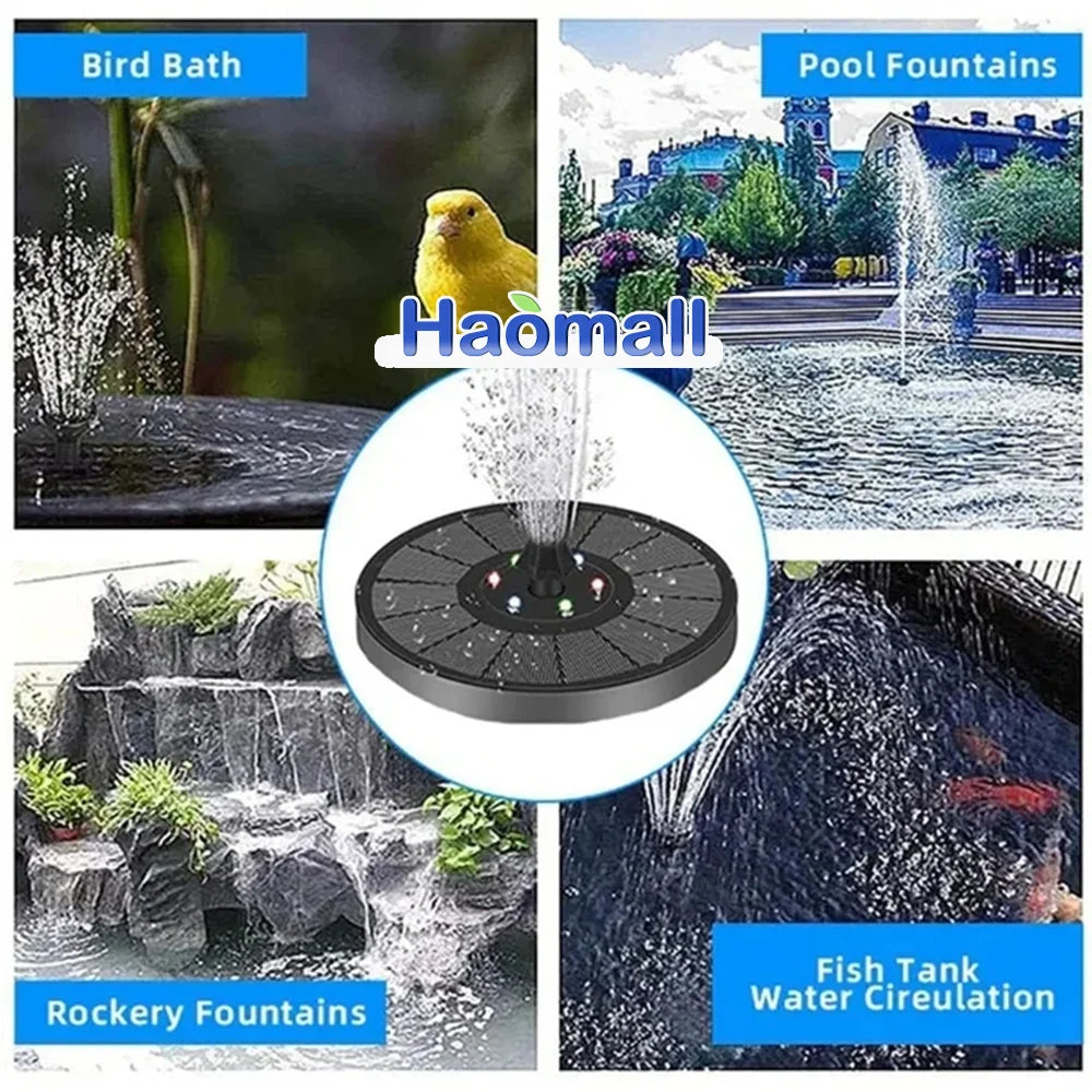 Outdoor Solar Water Fountain Floating Bird Bath Garden Pool Pond Waterfall Fountain Solar Panel Powered Water Pump