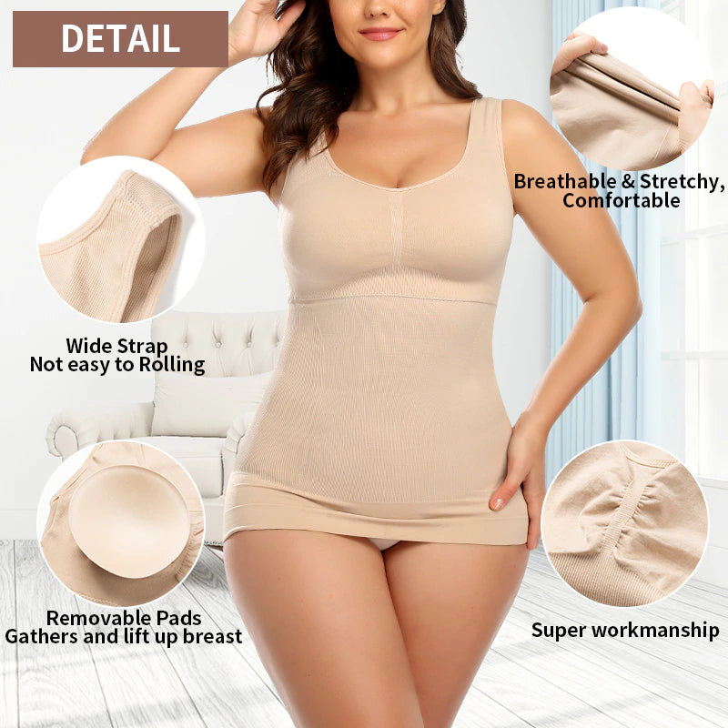 Women Shaper Slim Push up plus Size Bra Cami Tank Top Body Shaper Removable Shaper Underwear Slimming Vest Corset Shapewear