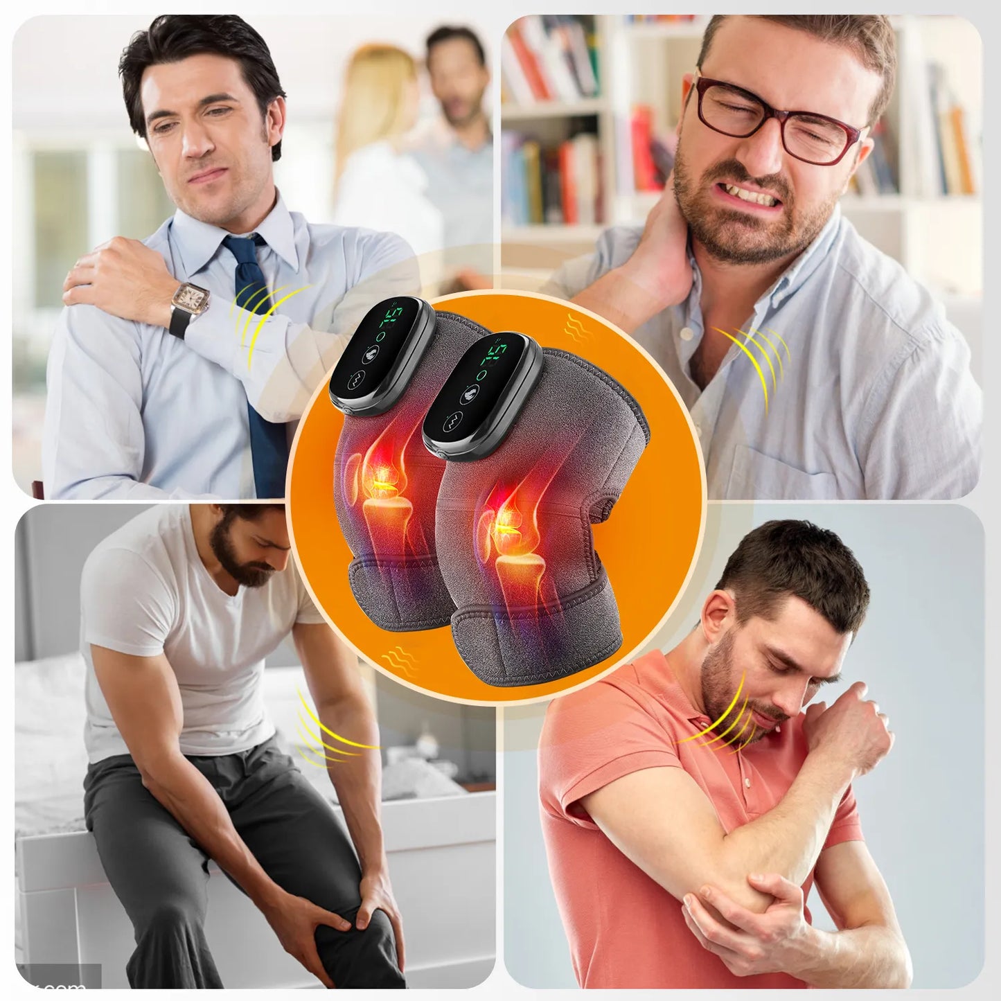 Thermal Knee Massager 3 in 1 Shoulder Knee Elbow Heating Massage Support Brace Rechargeable Vibration Pad Arthritis Pain Relief