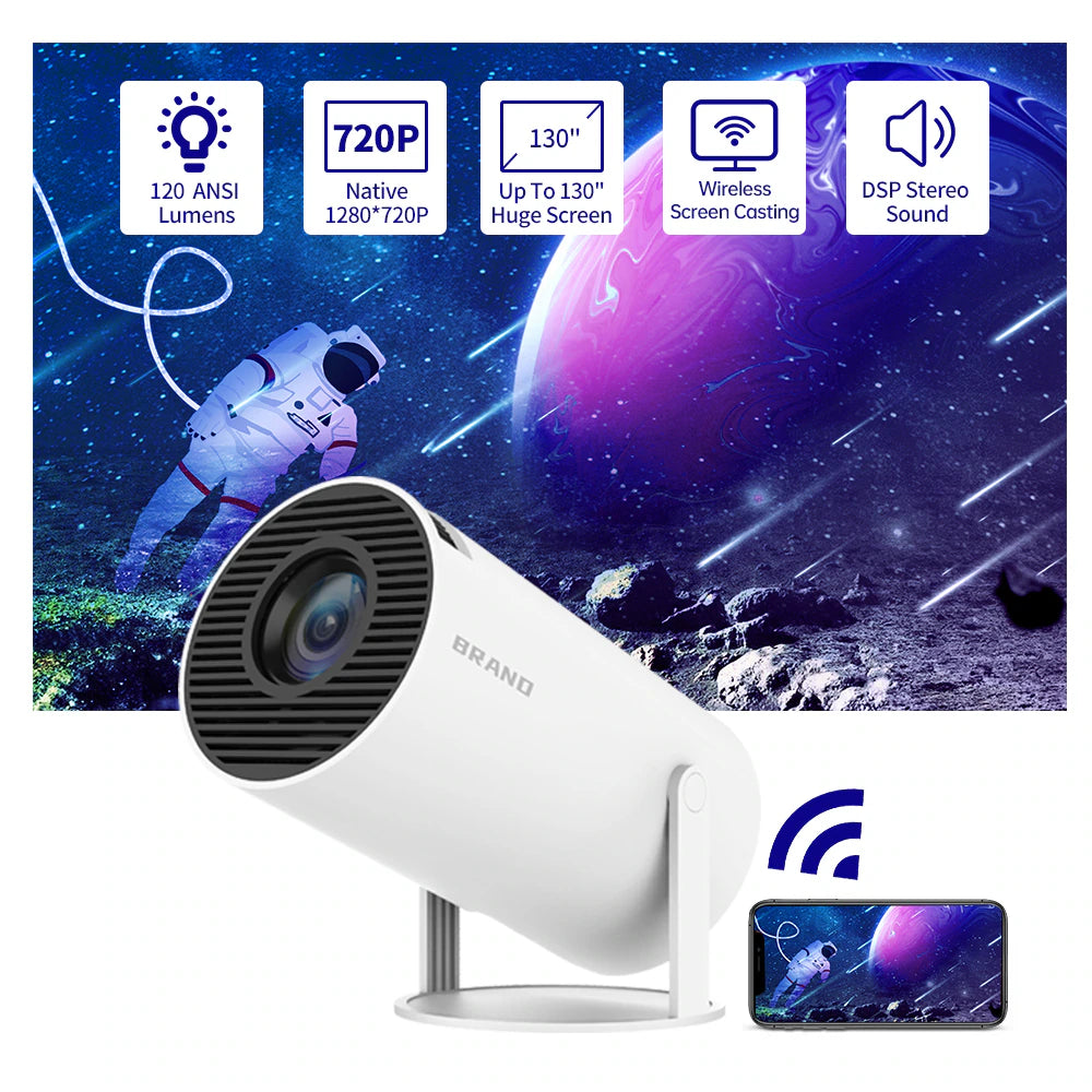 HY300 Smart Projector Android 11.0 MINI Portable 5G WIFI Home Cinema 720P for SAMSUNG Apple Outdoor 1080P 4K Movie HDMI