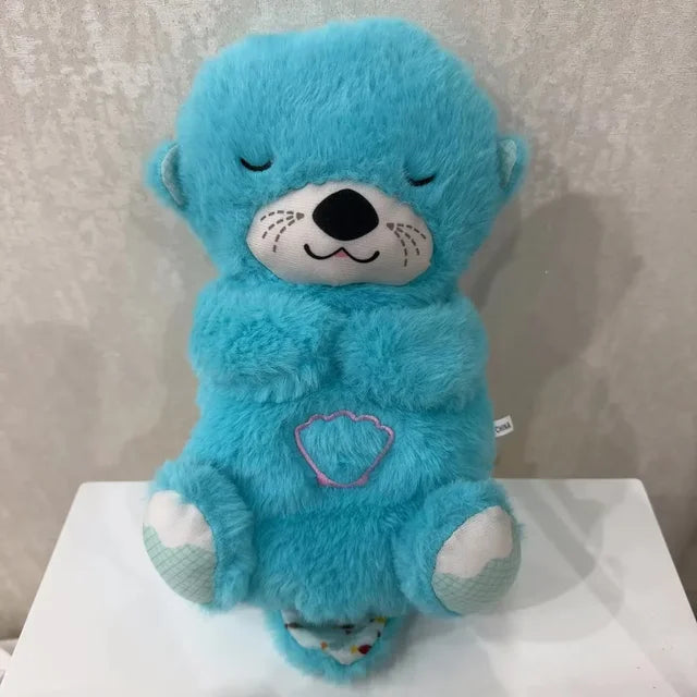 Baby Breathing Bear Baby Soothing Otter Plush Doll Toy Baby Kids Soothing Music Sleeping Companion Sound and Light Doll Toy Gift