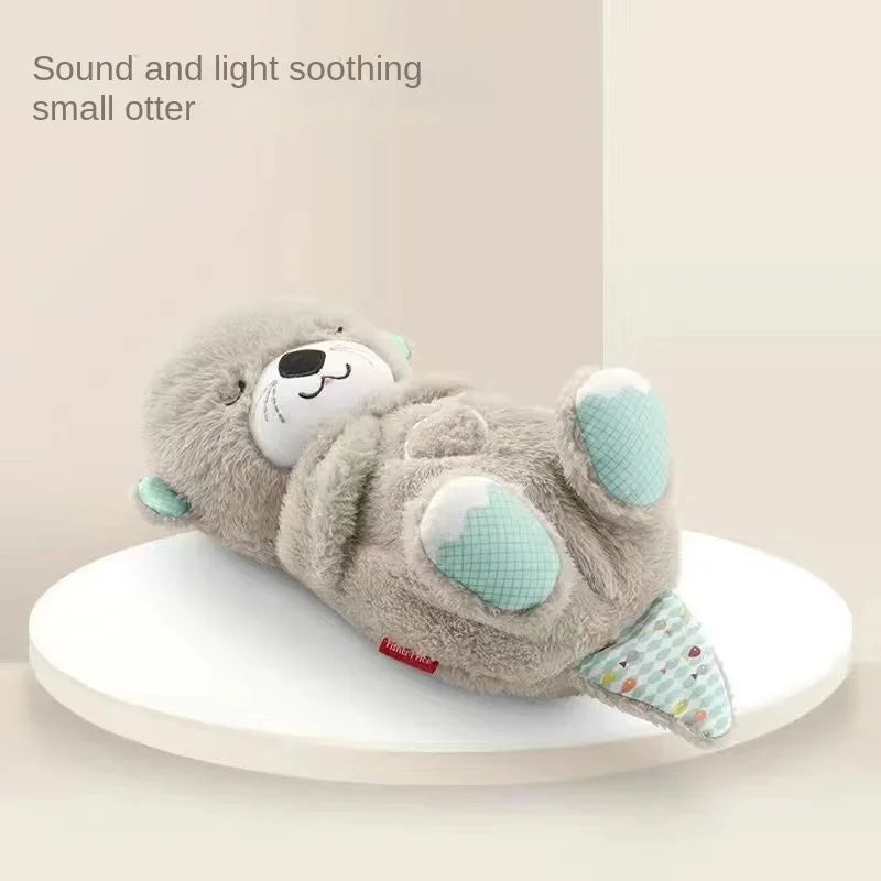 Baby Breathing Bear Baby Soothing Otter Plush Doll Toy Baby Kids Soothing Music Sleeping Companion Sound and Light Doll Toy Gift