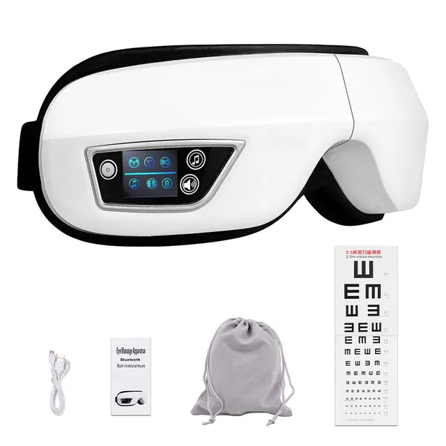 Eye Massager 6D Smart Airbag Vibration Eye Care Instrument Hot Compress Bluetooth Eye Massage Glasses Fatigue Pouch & Wrinkle