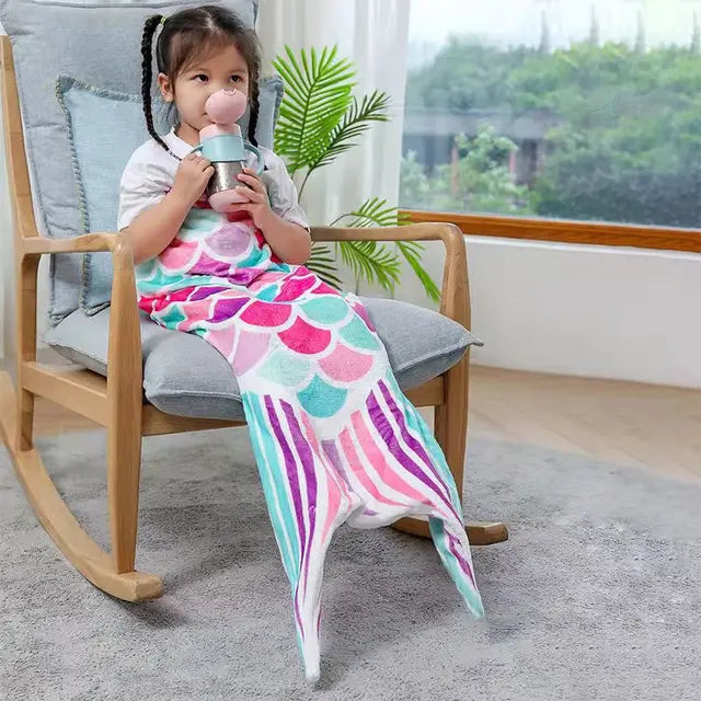 Flannel Mermaid Blanket Sleeping Blanket Adult Children Universal Mermaid Tail Blanket Children Sleeping Bag Shooting Props