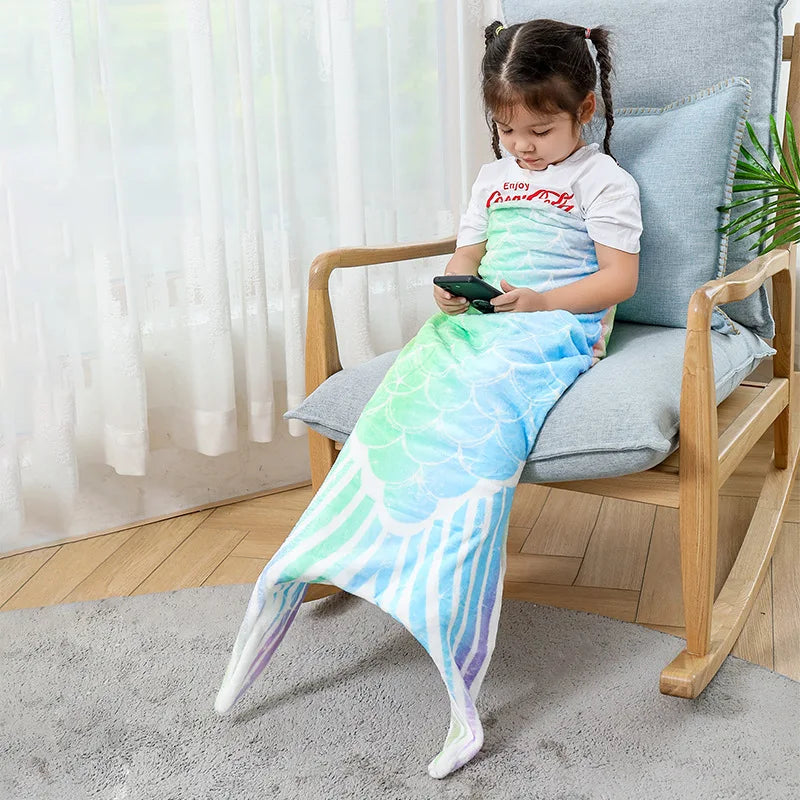 Flannel Mermaid Blanket Sleeping Blanket Adult Children Universal Mermaid Tail Blanket Children Sleeping Bag Shooting Props