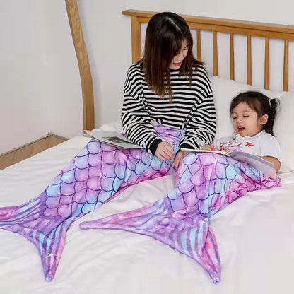 Flannel Mermaid Blanket Sleeping Blanket Adult Children Universal Mermaid Tail Blanket Children Sleeping Bag Shooting Props