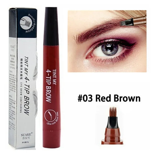 Microblading Eyebrow Pen Makeup Waterproof Liquid Eyebrow Pencil Long Lasting Eyebrow Tattoo Pen Cosmetic 4 Points Eyebrow Pen