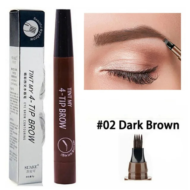 Microblading Eyebrow Pen Makeup Waterproof Liquid Eyebrow Pencil Long Lasting Eyebrow Tattoo Pen Cosmetic 4 Points Eyebrow Pen