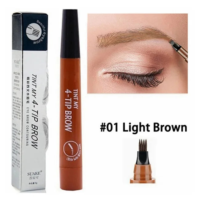 Microblading Eyebrow Pen Makeup Waterproof Liquid Eyebrow Pencil Long Lasting Eyebrow Tattoo Pen Cosmetic 4 Points Eyebrow Pen