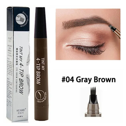 Microblading Eyebrow Pen Makeup Waterproof Liquid Eyebrow Pencil Long Lasting Eyebrow Tattoo Pen Cosmetic 4 Points Eyebrow Pen