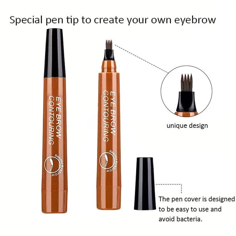 Microblading Eyebrow Pen Makeup Waterproof Liquid Eyebrow Pencil Long Lasting Eyebrow Tattoo Pen Cosmetic 4 Points Eyebrow Pen