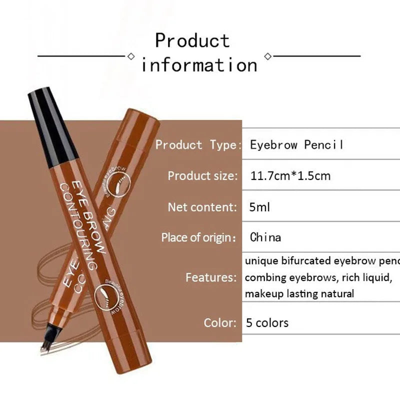 Microblading Eyebrow Pen Makeup Waterproof Liquid Eyebrow Pencil Long Lasting Eyebrow Tattoo Pen Cosmetic 4 Points Eyebrow Pen