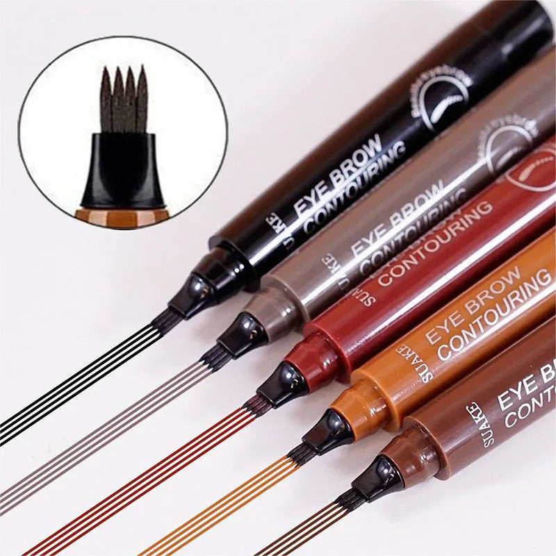 Microblading Eyebrow Pen Makeup Waterproof Liquid Eyebrow Pencil Long Lasting Eyebrow Tattoo Pen Cosmetic 4 Points Eyebrow Pen