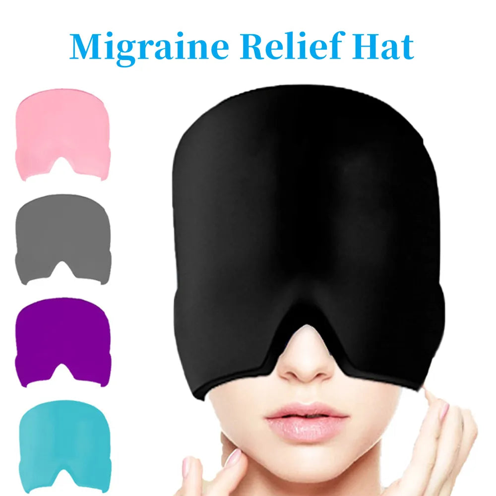 Migraine Relief Hat Headache Hat Gel Hot Cold Therapy Ice Cap for Relieve Pain Ice Hat Eye Mask