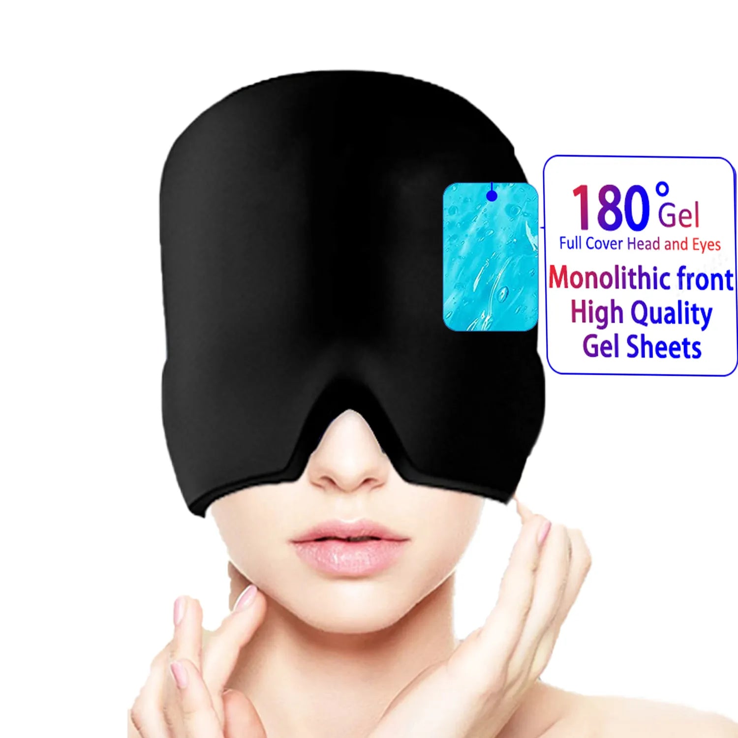 Migraine Relief Hat Headache Hat Gel Hot Cold Therapy Ice Cap for Relieve Pain Ice Hat Eye Mask