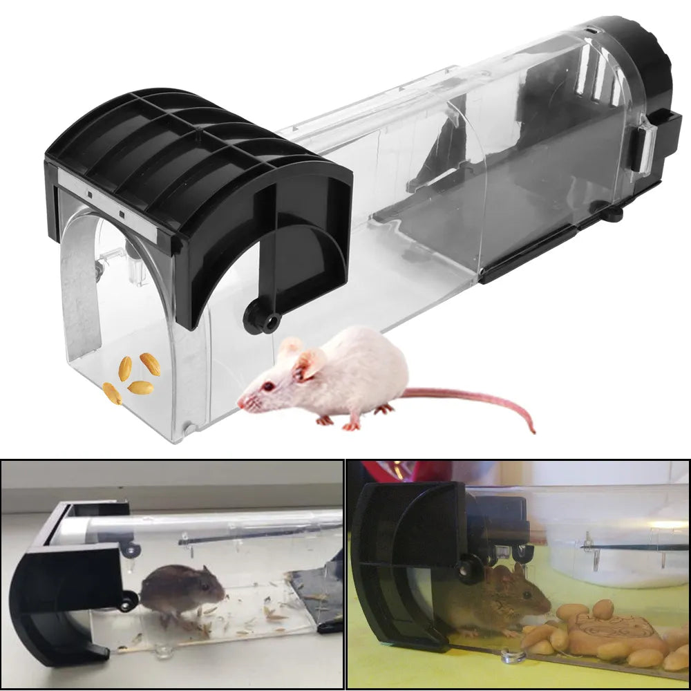 Safe Firm Humane Reusable Plastic Rodents Trap Household Mouse Catcher Smart Self-Locking Mousetrap for Indoor Outdoor Garden