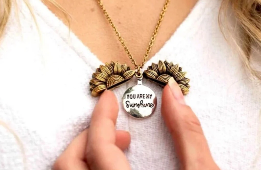 You Are My Sunshine" Sunflower Necklace