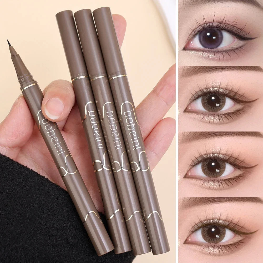 Waterproof Quick Dry Liquid Eyeliner Pen Ultra-Fine Matte Black Brown Lasting Lying Silkworm Eyeliner Pencil Beauty Eyes Makeup