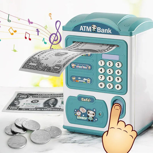 Electronic Bank Safe Box Money Boxes for Children Digital Coins Cash Saving Safe Deposit Mini ATM Machine Toys Kids Gift