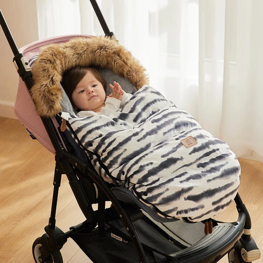 Baby Sleeping Bags Winter Thick Fur Collar Warm Footmuff for Universal Strollers Safety Seats Newborn Envelope for Discharge